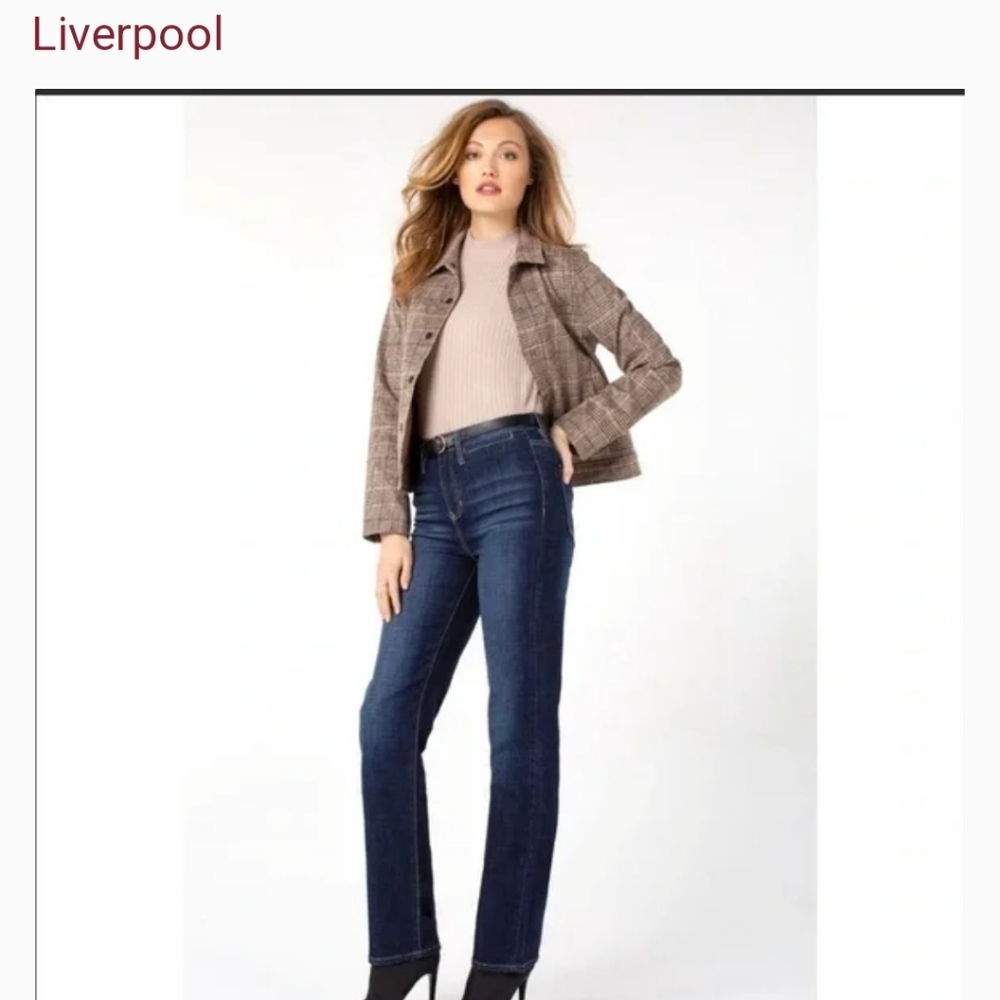 LIVERPOOL SADIE STRAIGHT STRETCH DARK BLUE DENIM JEAN SIZE 2/26.